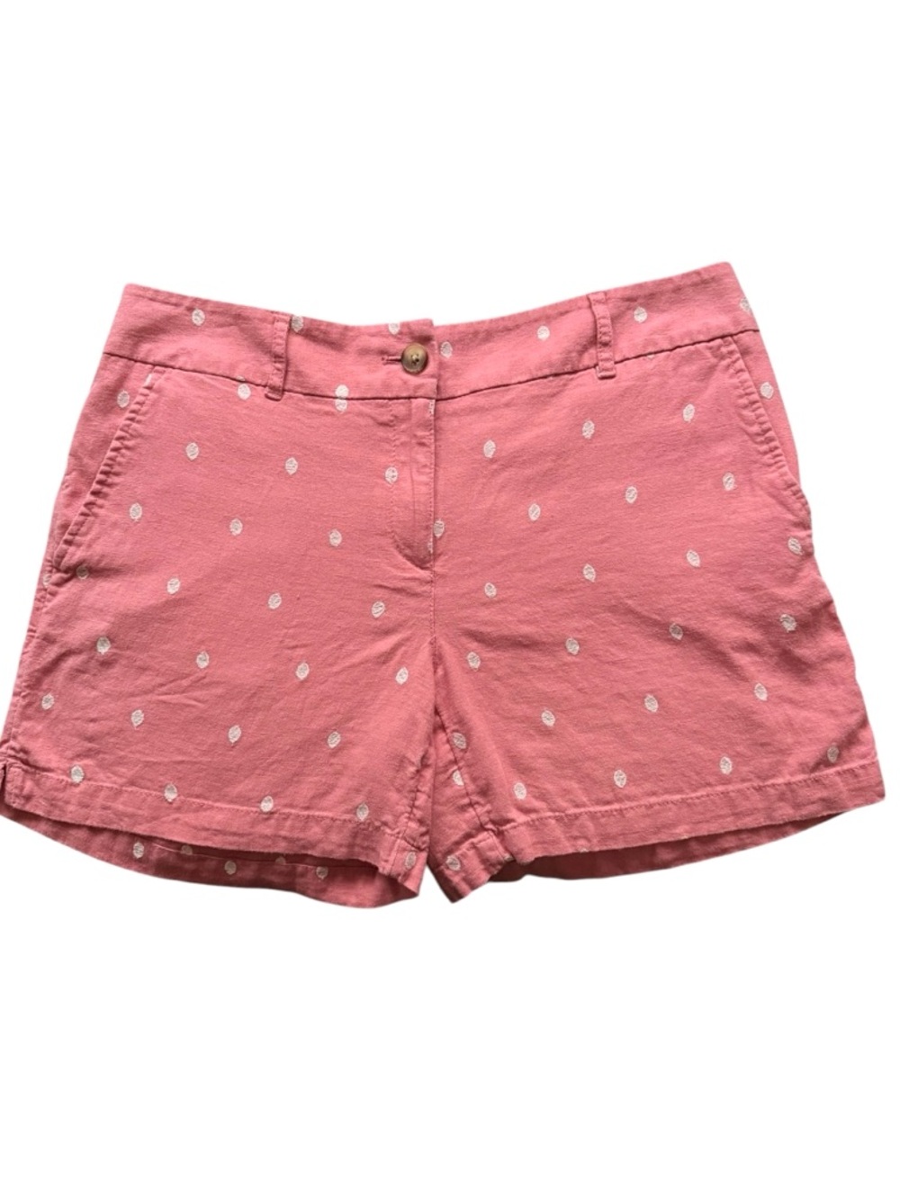 🌸 LOFT Linen-Blend Embroidered Dotted  6” Shorts Sz 6  Mid-Rise Chino